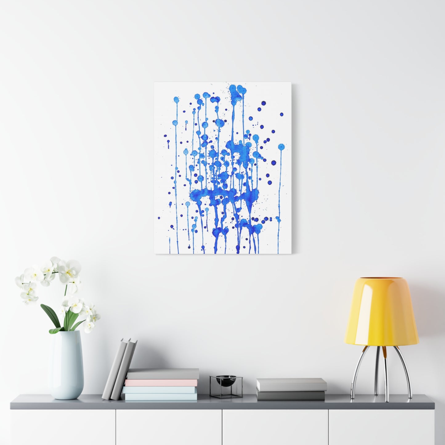 Blue & White Abstract Art Print | Premium Matte Canvas with Ready-to-Hang Eco-Friendly Pine Frame