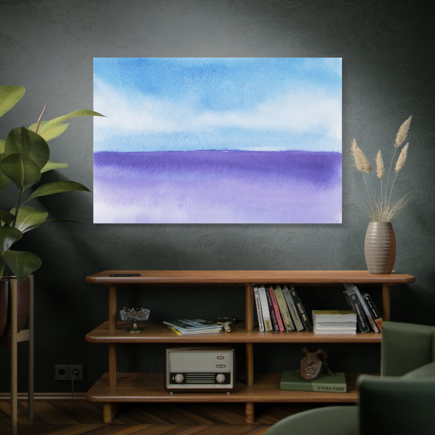 Big Wave Watercolor Art Print | Ready-to-Hang Custom Matte Canvas with Eco-Friendly Pine Frame