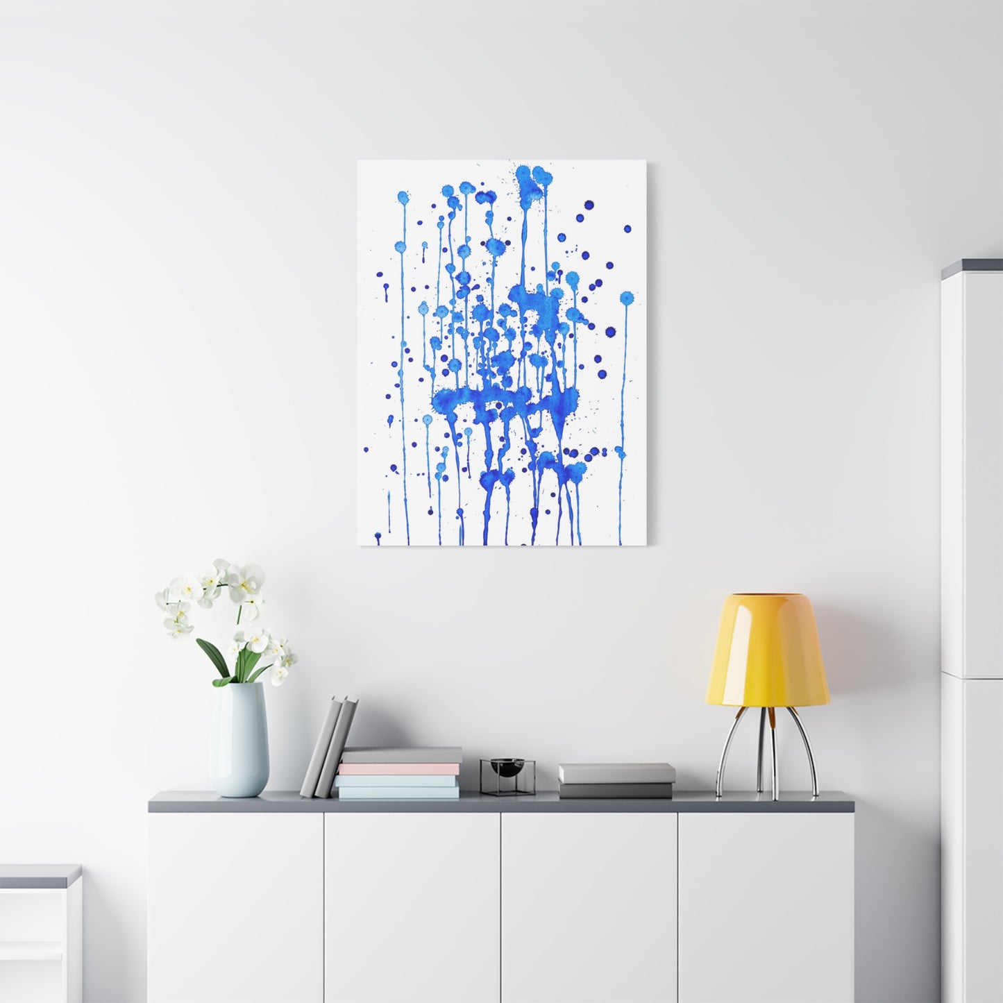 Blue & White Abstract Art Print | Premium Matte Canvas with Ready-to-Hang Eco-Friendly Pine Frame