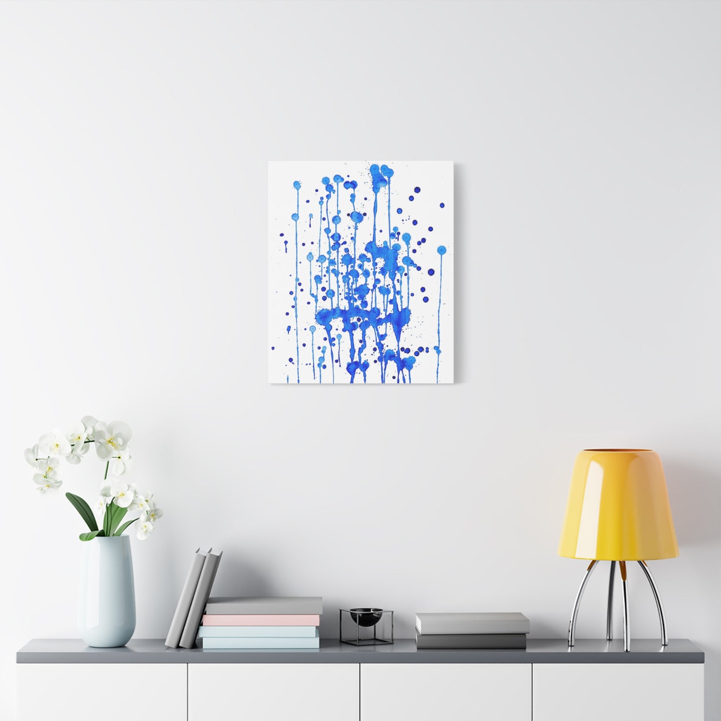 Blue & White Abstract Art Print | Premium Matte Canvas with Ready-to-Hang Eco-Friendly Pine Frame