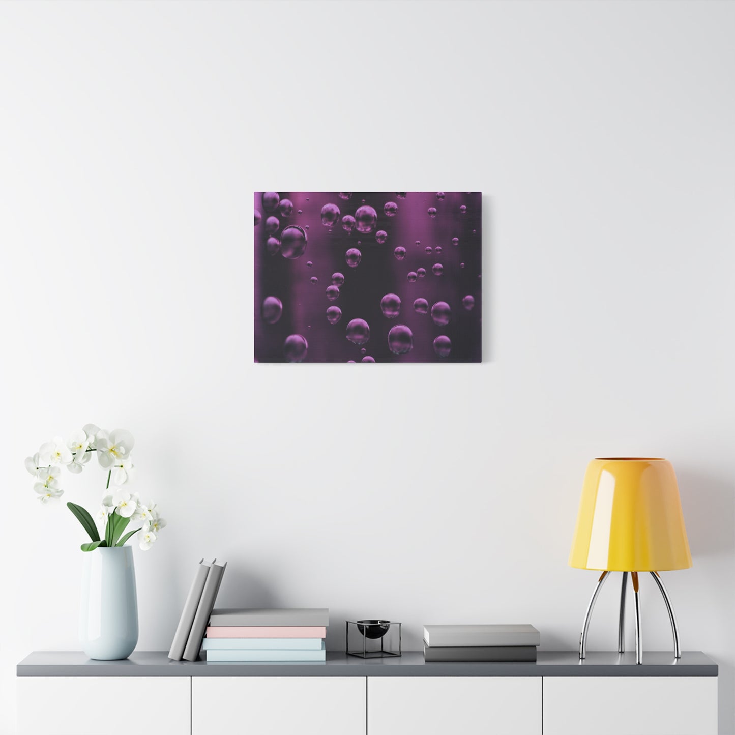 Purple Bubbles Watercolor Art Print | Ready-to-Hang Custom Matte Canvas with Eco-Friendly Pine Frame