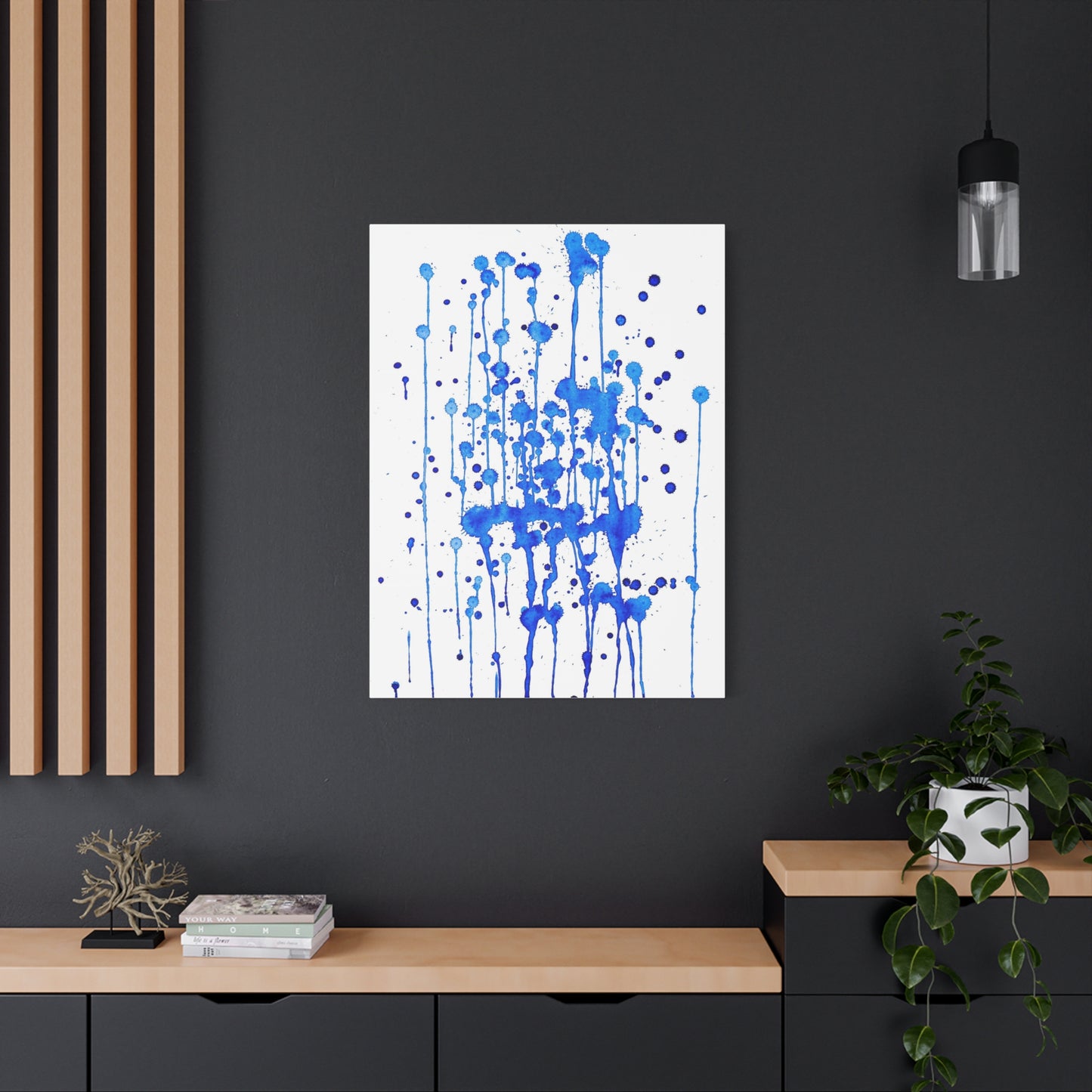 Blue & White Abstract Art Print | Premium Matte Canvas with Ready-to-Hang Eco-Friendly Pine Frame