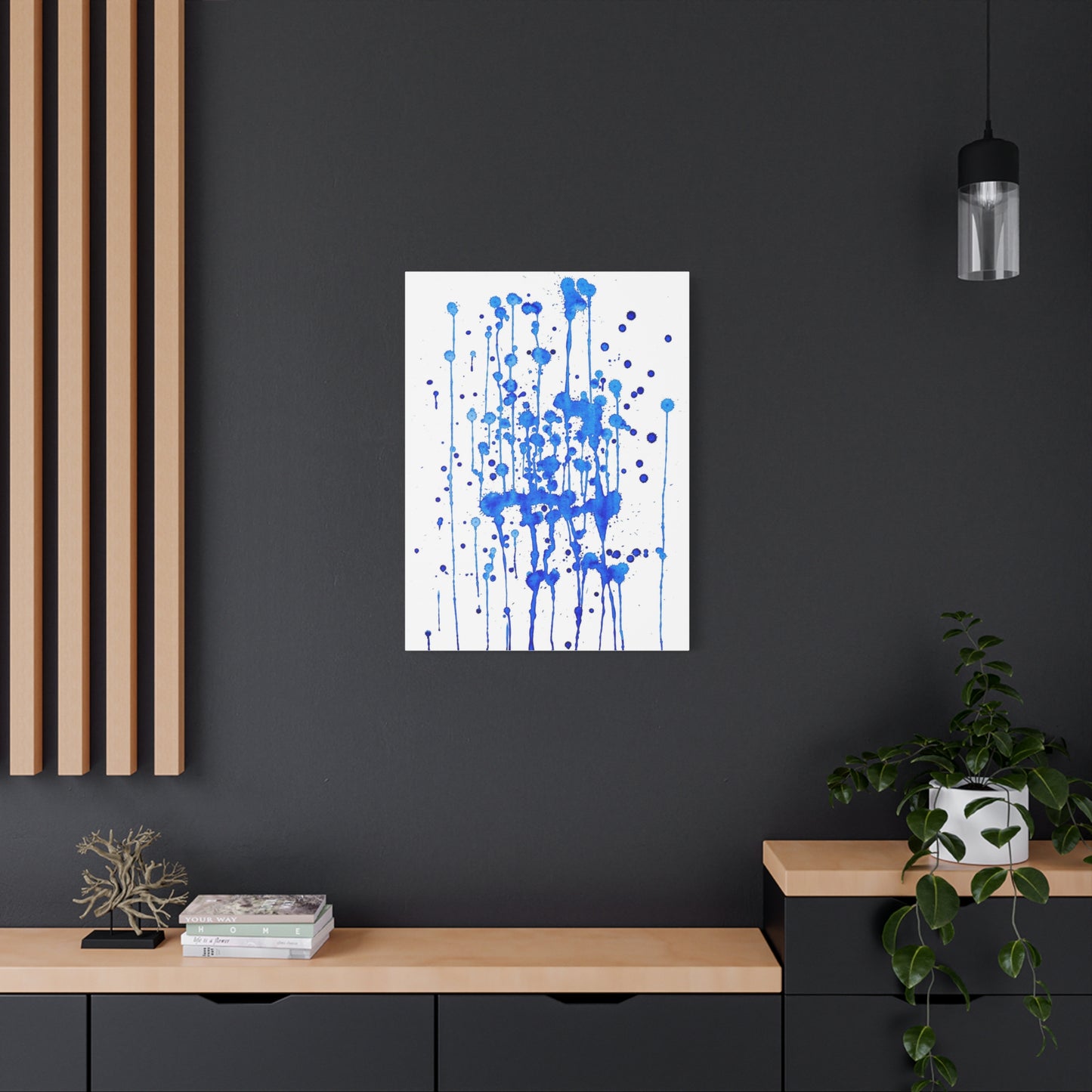 Blue & White Abstract Art Print | Premium Matte Canvas with Ready-to-Hang Eco-Friendly Pine Frame
