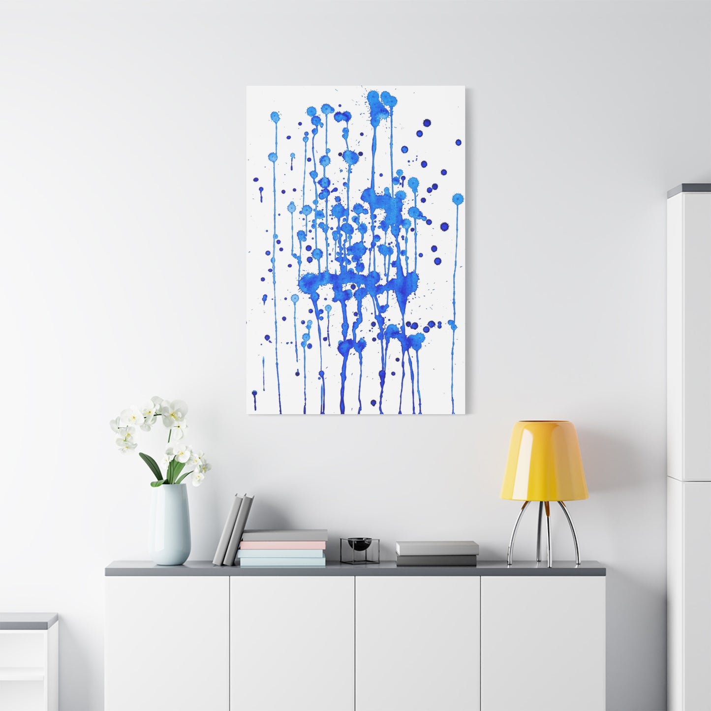 Blue & White Abstract Art Print | Premium Matte Canvas with Ready-to-Hang Eco-Friendly Pine Frame