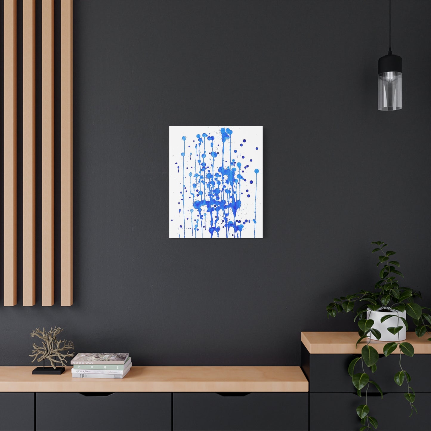 Blue & White Abstract Art Print | Premium Matte Canvas with Ready-to-Hang Eco-Friendly Pine Frame