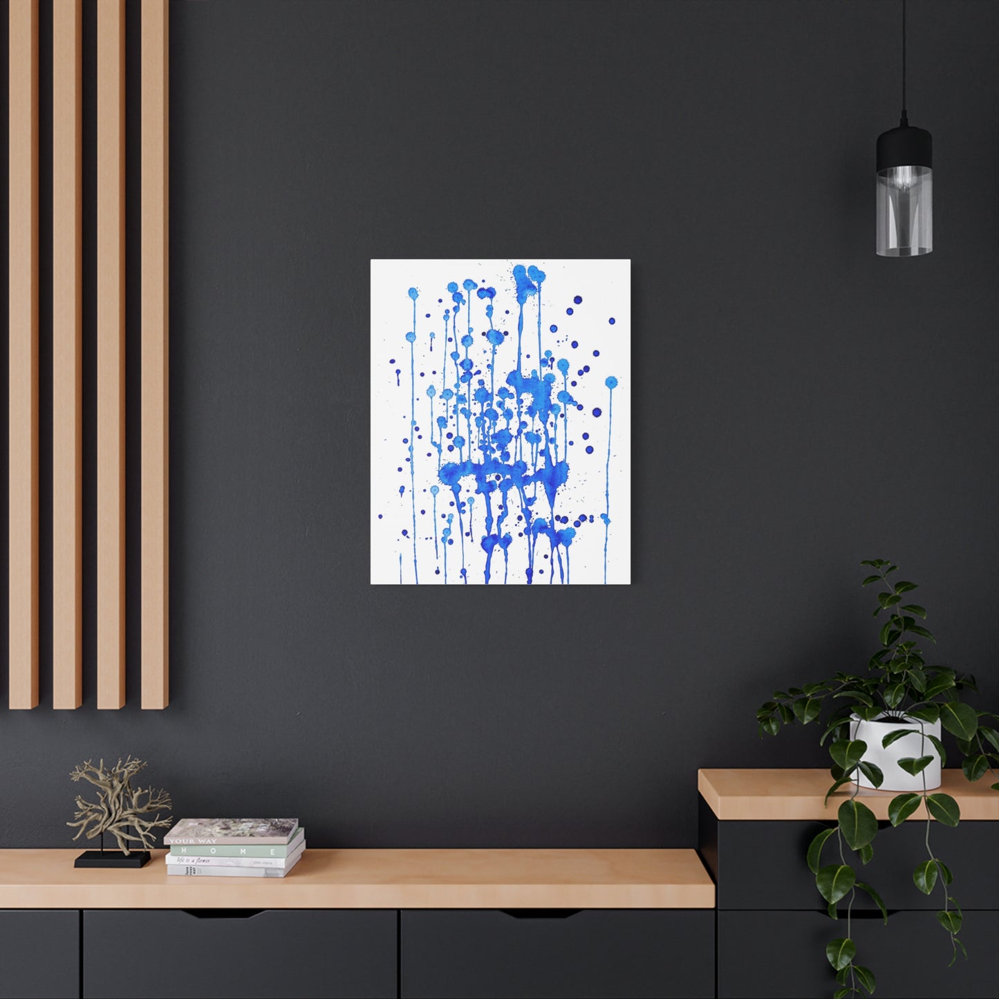 Blue & White Abstract Art Print | Premium Matte Canvas with Ready-to-Hang Eco-Friendly Pine Frame