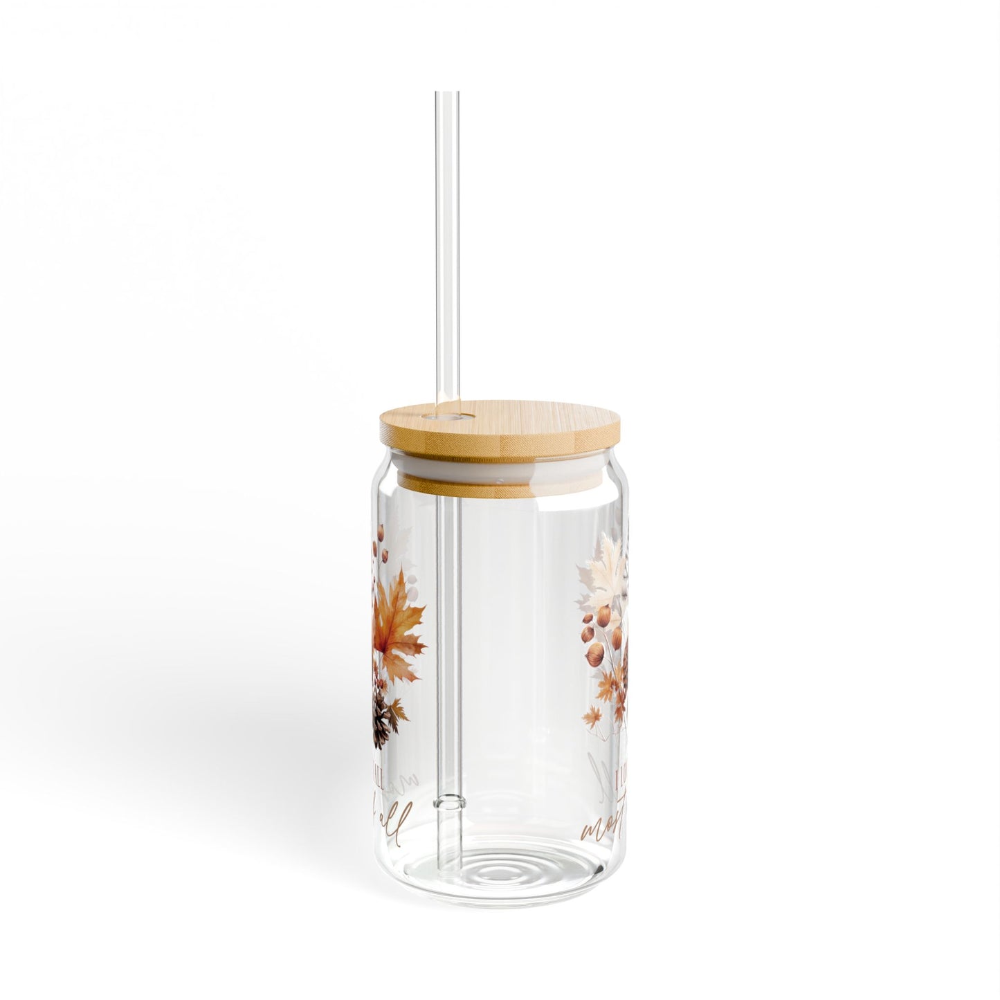 'I Love Fall Most of All' | 16oz Custom Sipper Glass with Bamboo Lid & Straw – Perfect for Sweet Treats and Family Parties
