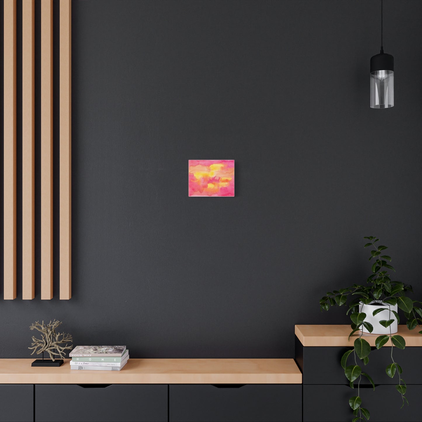 Pink & Yellow Watercolor Art Print | Ready-to-Hang Custom Matte Canvas with Eco-Friendly Pine Frame