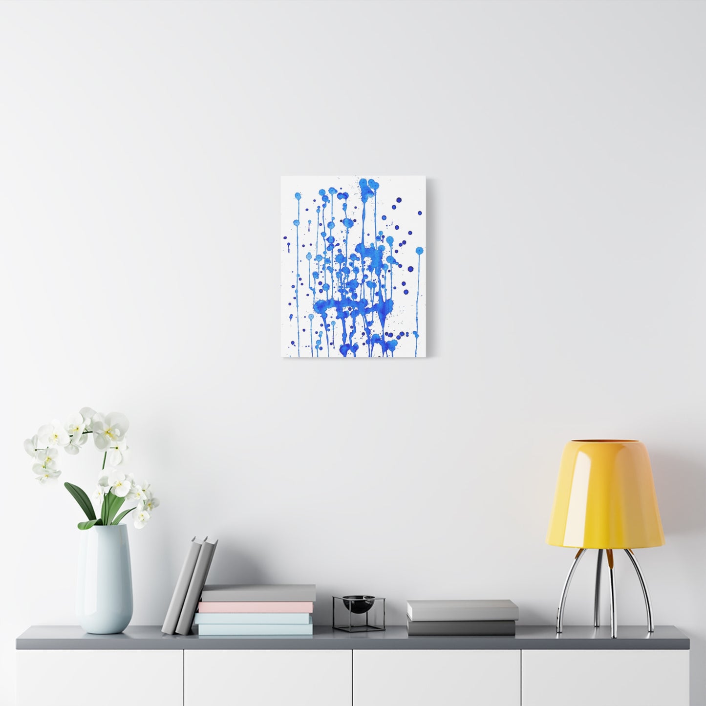 Blue & White Abstract Art Print | Premium Matte Canvas with Ready-to-Hang Eco-Friendly Pine Frame