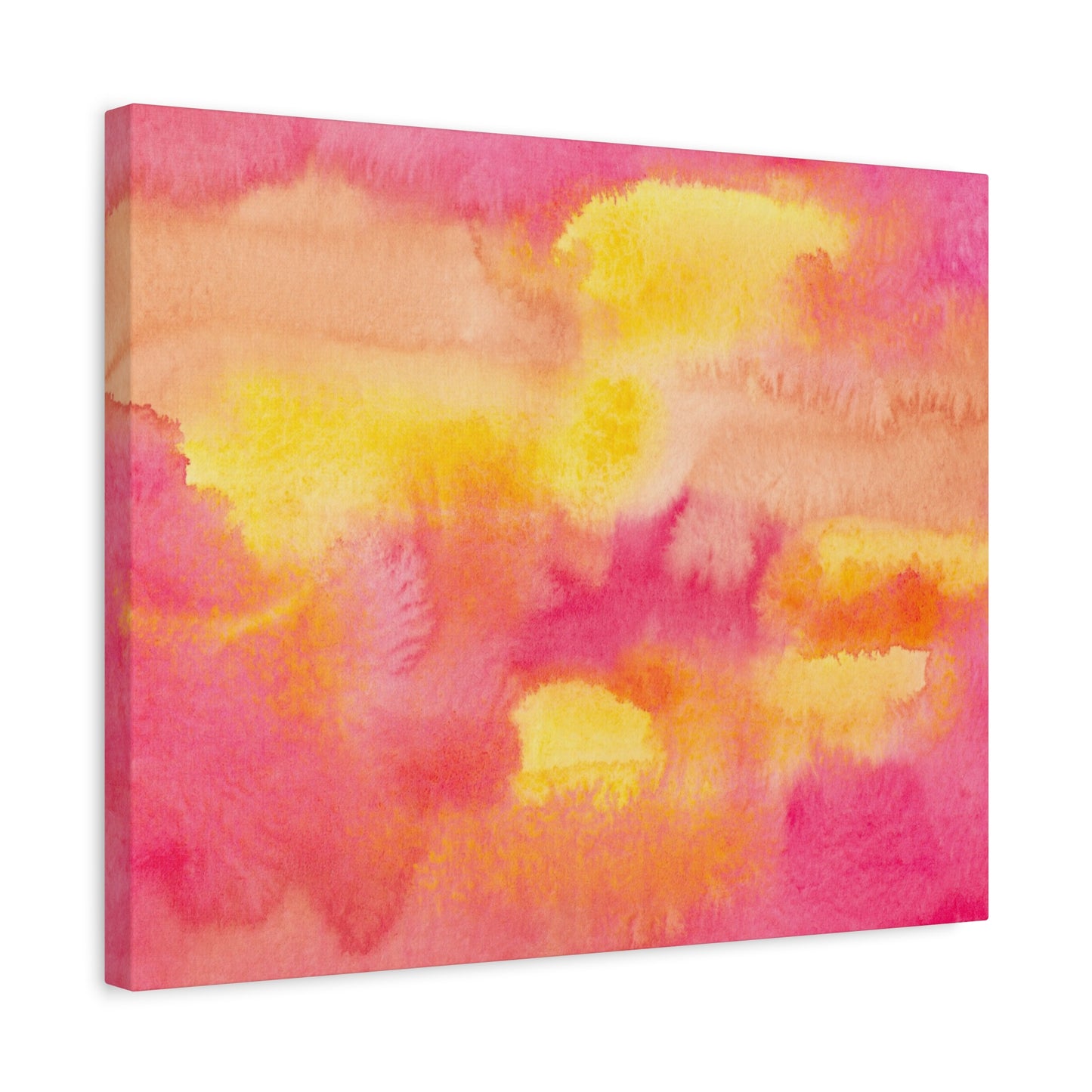 Pink & Yellow Watercolor Art Print | Ready-to-Hang Custom Matte Canvas with Eco-Friendly Pine Frame