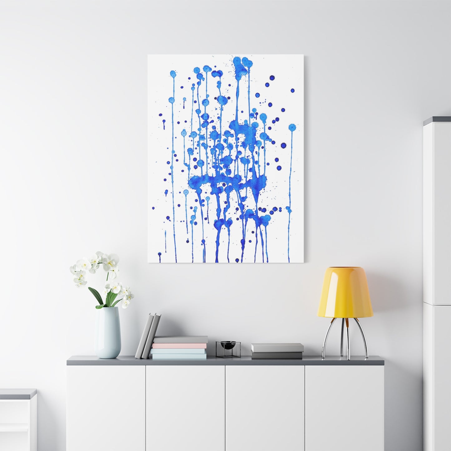 Blue & White Abstract Art Print | Premium Matte Canvas with Ready-to-Hang Eco-Friendly Pine Frame