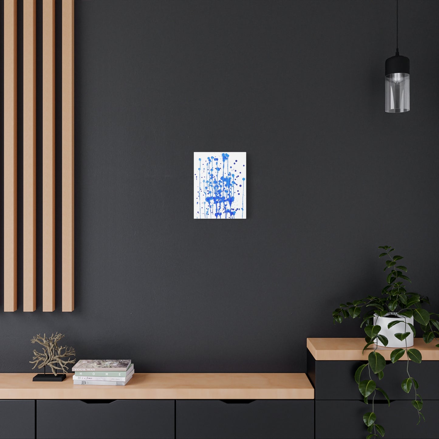 Blue & White Abstract Art Print | Premium Matte Canvas with Ready-to-Hang Eco-Friendly Pine Frame