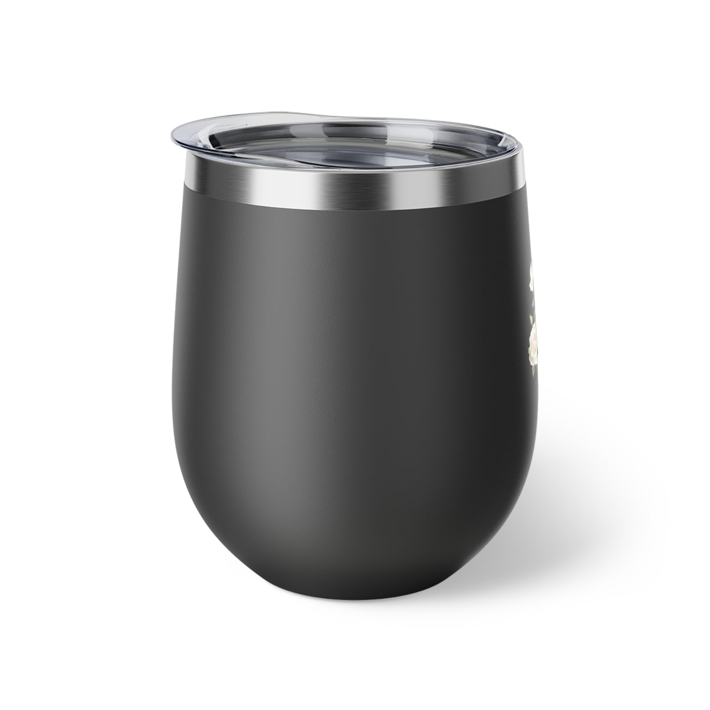 Letter A - Personalized Romantic White Rose Copper Vacuum Insulated Cup, 12 oz – Perfect for Weddings