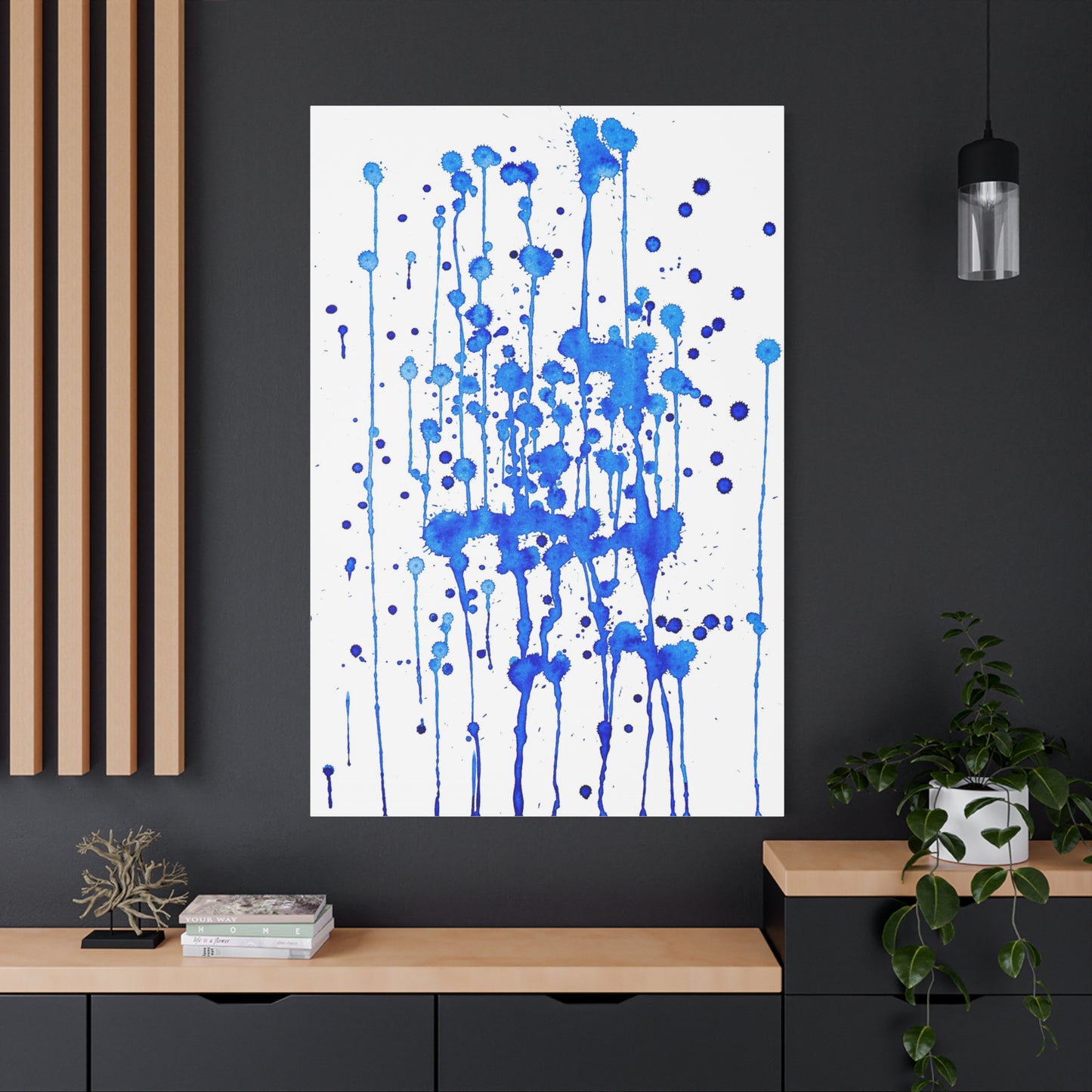 Blue & White Abstract Art Print | Premium Matte Canvas with Ready-to-Hang Eco-Friendly Pine Frame