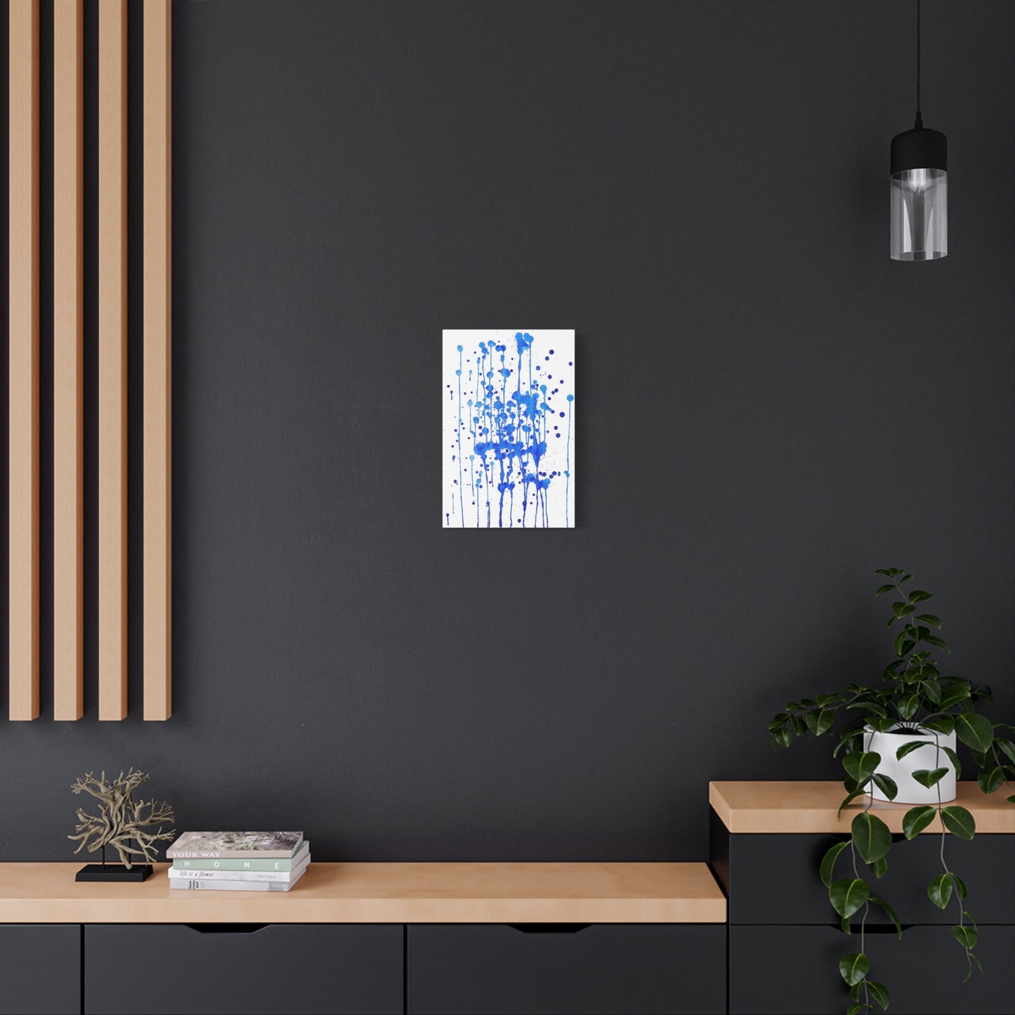 Blue & White Abstract Art Print | Premium Matte Canvas with Ready-to-Hang Eco-Friendly Pine Frame