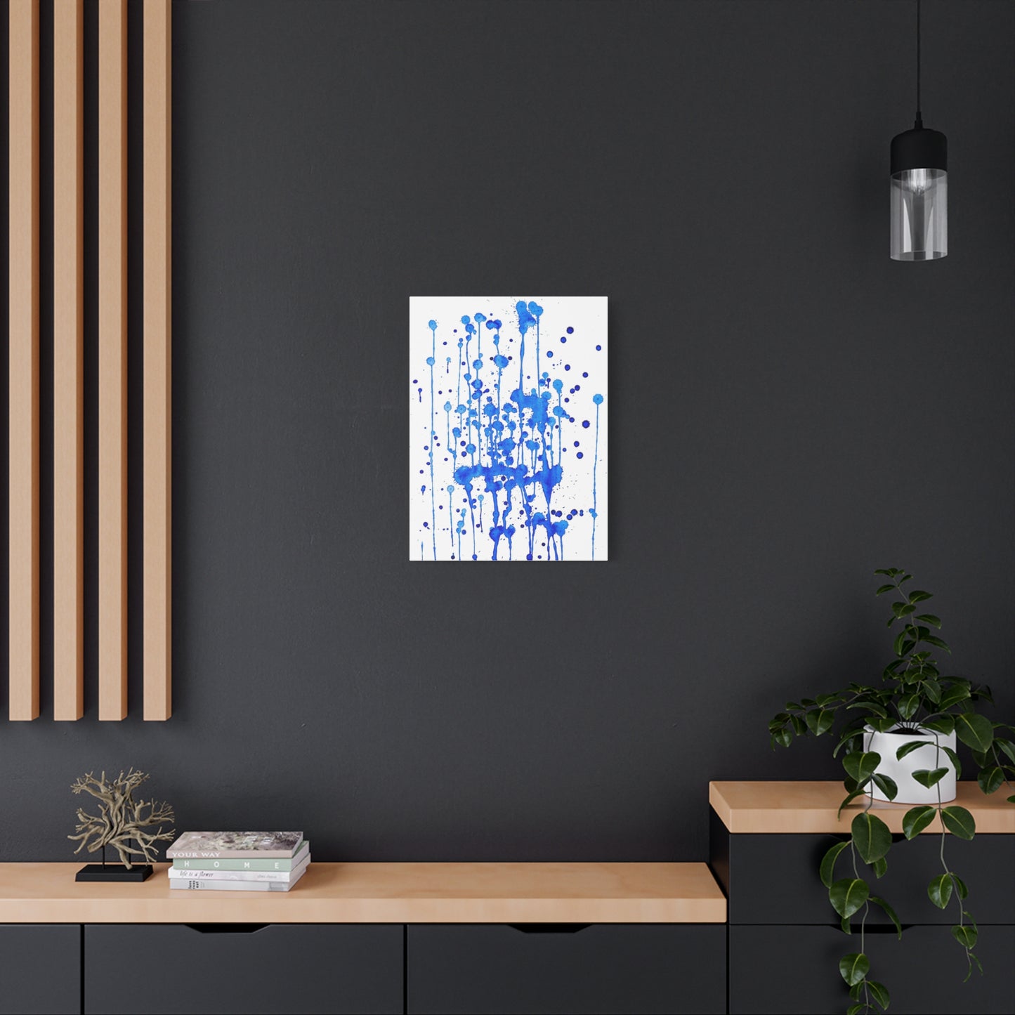 Blue & White Abstract Art Print | Premium Matte Canvas with Ready-to-Hang Eco-Friendly Pine Frame