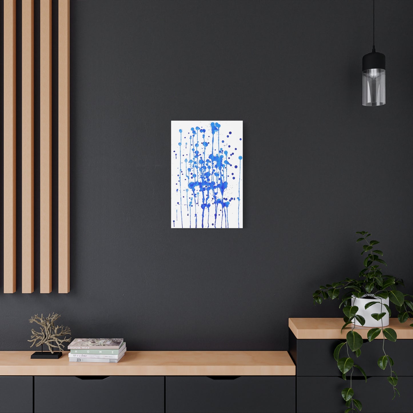 Blue & White Abstract Art Print | Premium Matte Canvas with Ready-to-Hang Eco-Friendly Pine Frame
