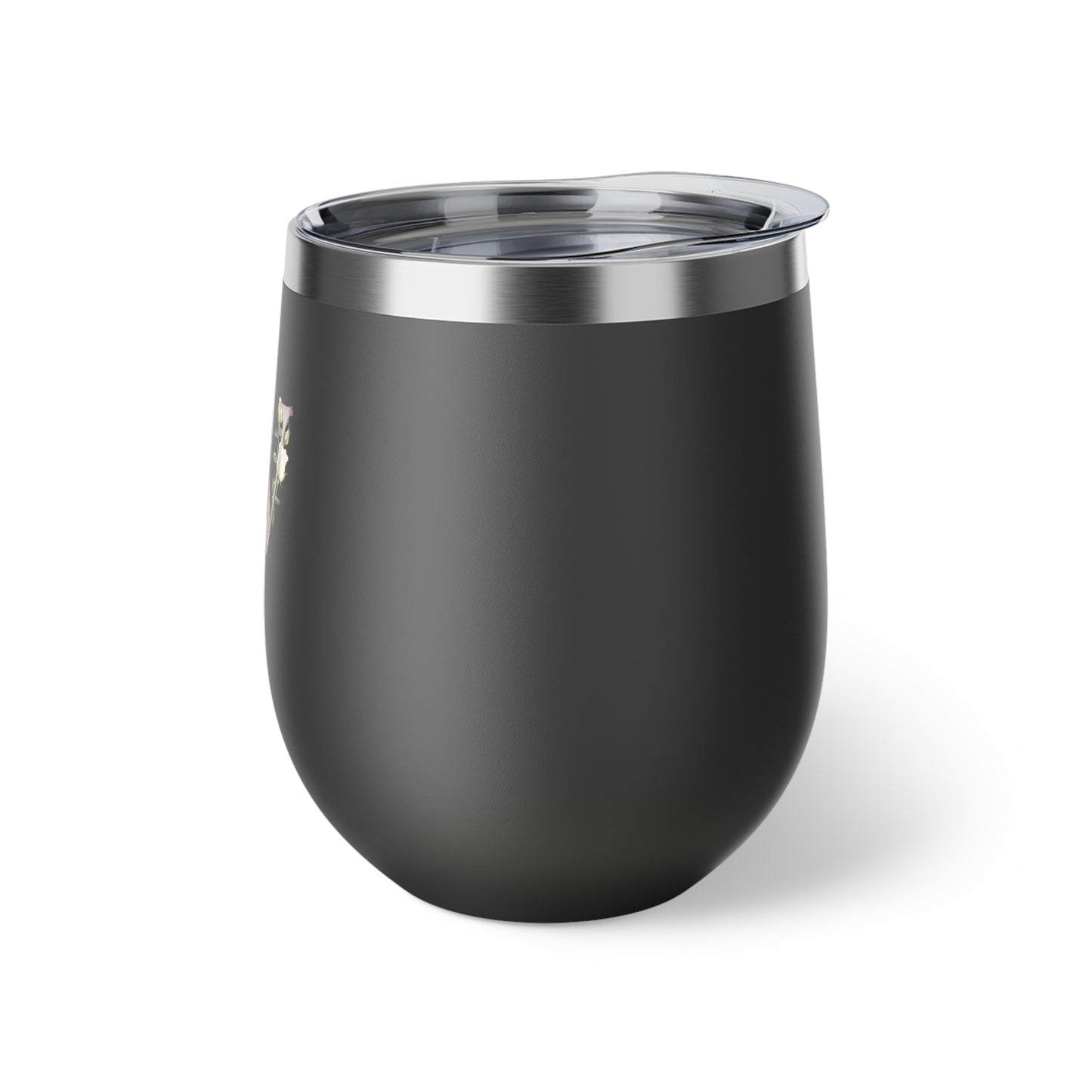 Letter W - Personalized Romantic White Rose Copper Vacuum Insulated Cup, 12 oz – Perfect for Weddings