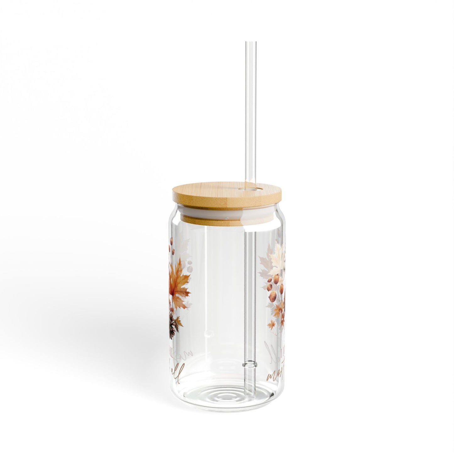 'I Love Fall Most of All' | 16oz Custom Sipper Glass with Bamboo Lid & Straw – Perfect for Sweet Treats and Family Parties