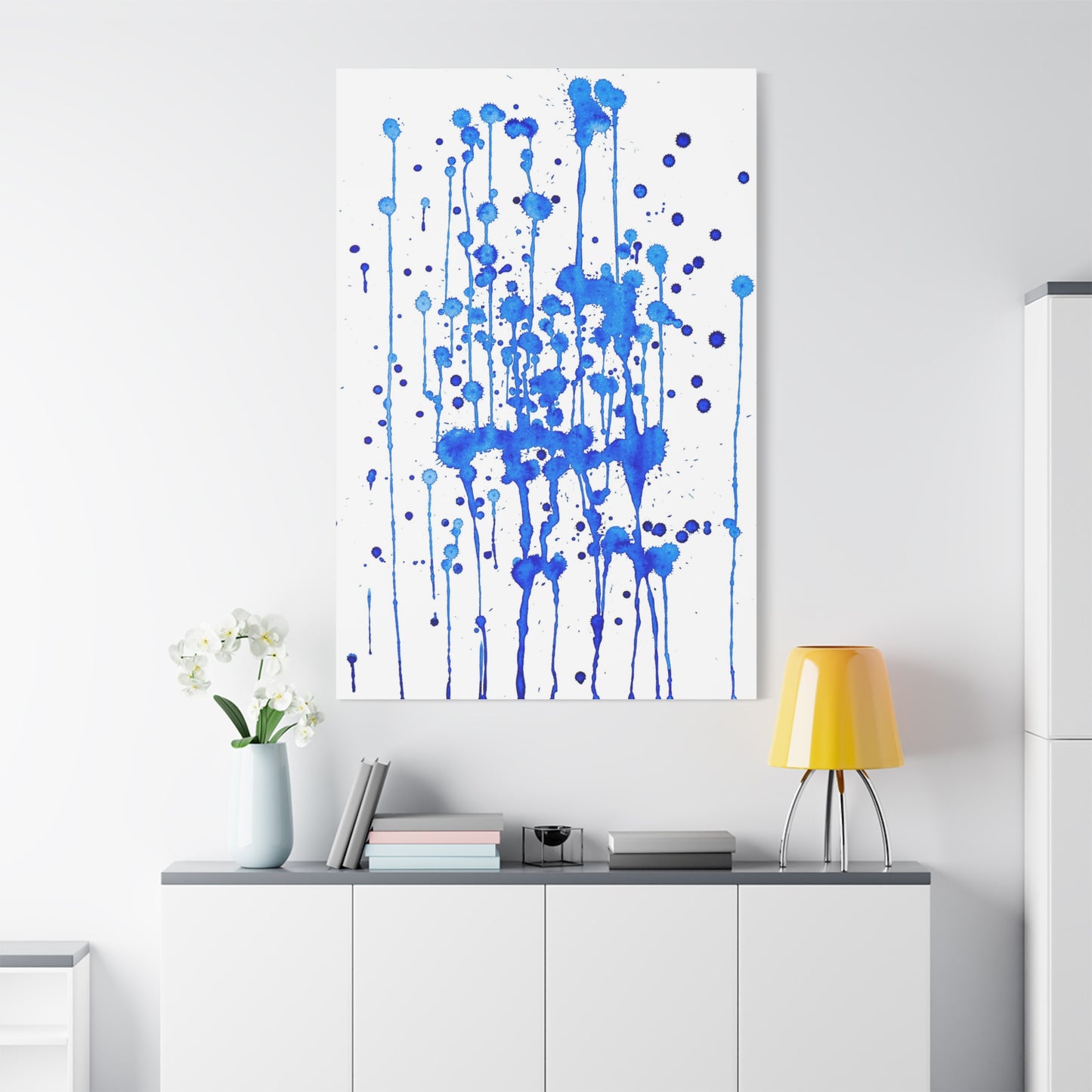 Blue & White Abstract Art Print | Premium Matte Canvas with Ready-to-Hang Eco-Friendly Pine Frame