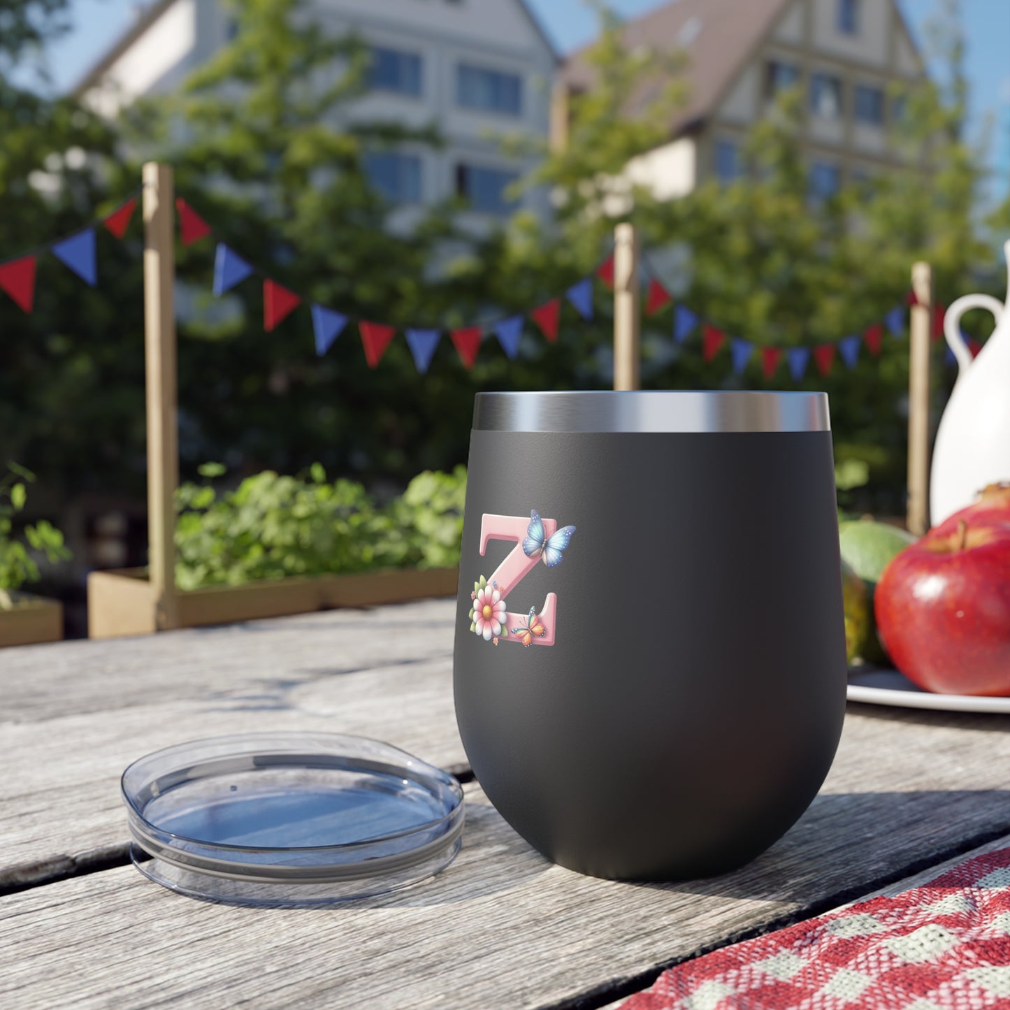 Letter Z - Personalized Whimsical Butterfly Copper Vacuum Insulated Cup, 12 oz – Perfect for Weddings