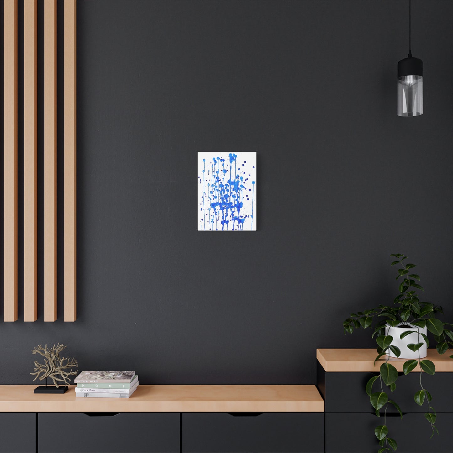 Blue & White Abstract Art Print | Premium Matte Canvas with Ready-to-Hang Eco-Friendly Pine Frame