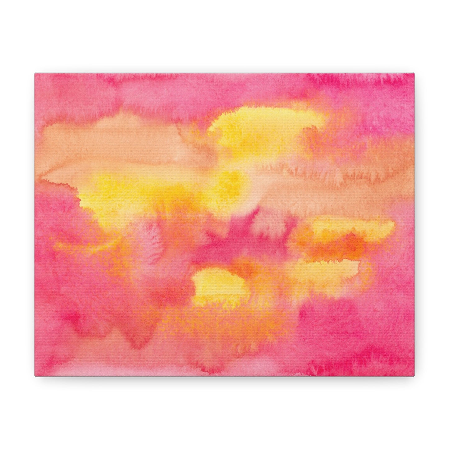 Pink & Yellow Watercolor Art Print | Ready-to-Hang Custom Matte Canvas with Eco-Friendly Pine Frame