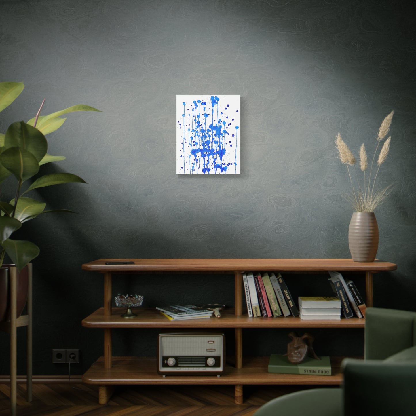 Blue & White Abstract Art Print | Premium Matte Canvas with Ready-to-Hang Eco-Friendly Pine Frame