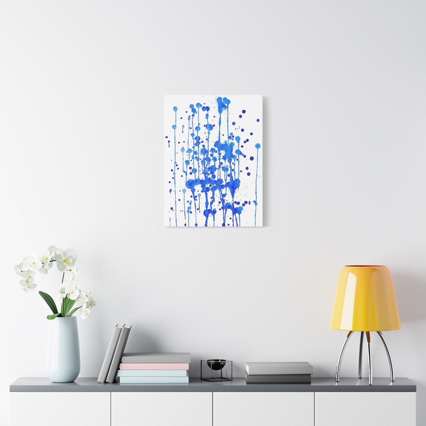 Blue & White Abstract Art Print | Premium Matte Canvas with Ready-to-Hang Eco-Friendly Pine Frame