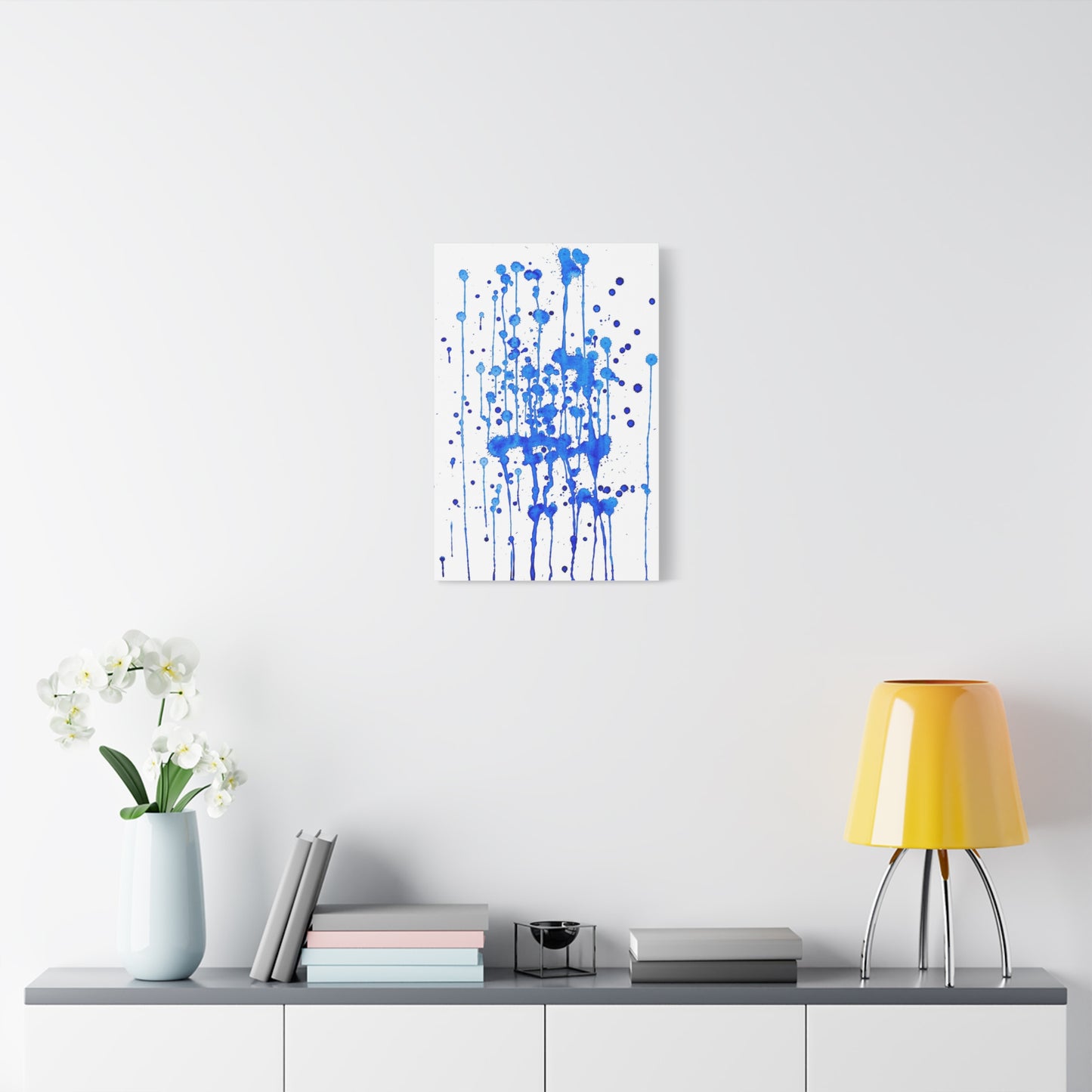 Blue & White Abstract Art Print | Premium Matte Canvas with Ready-to-Hang Eco-Friendly Pine Frame