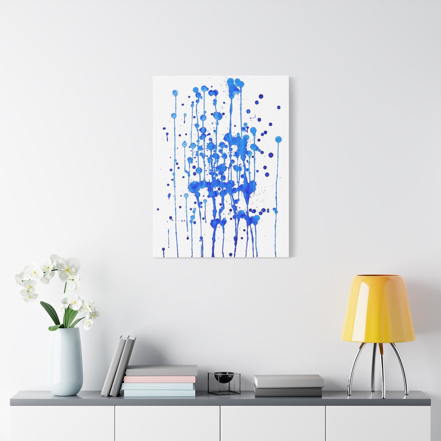 Blue & White Abstract Art Print | Premium Matte Canvas with Ready-to-Hang Eco-Friendly Pine Frame