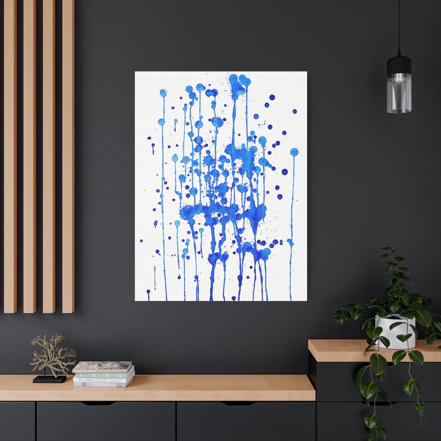 Blue & White Abstract Art Print | Premium Matte Canvas with Ready-to-Hang Eco-Friendly Pine Frame