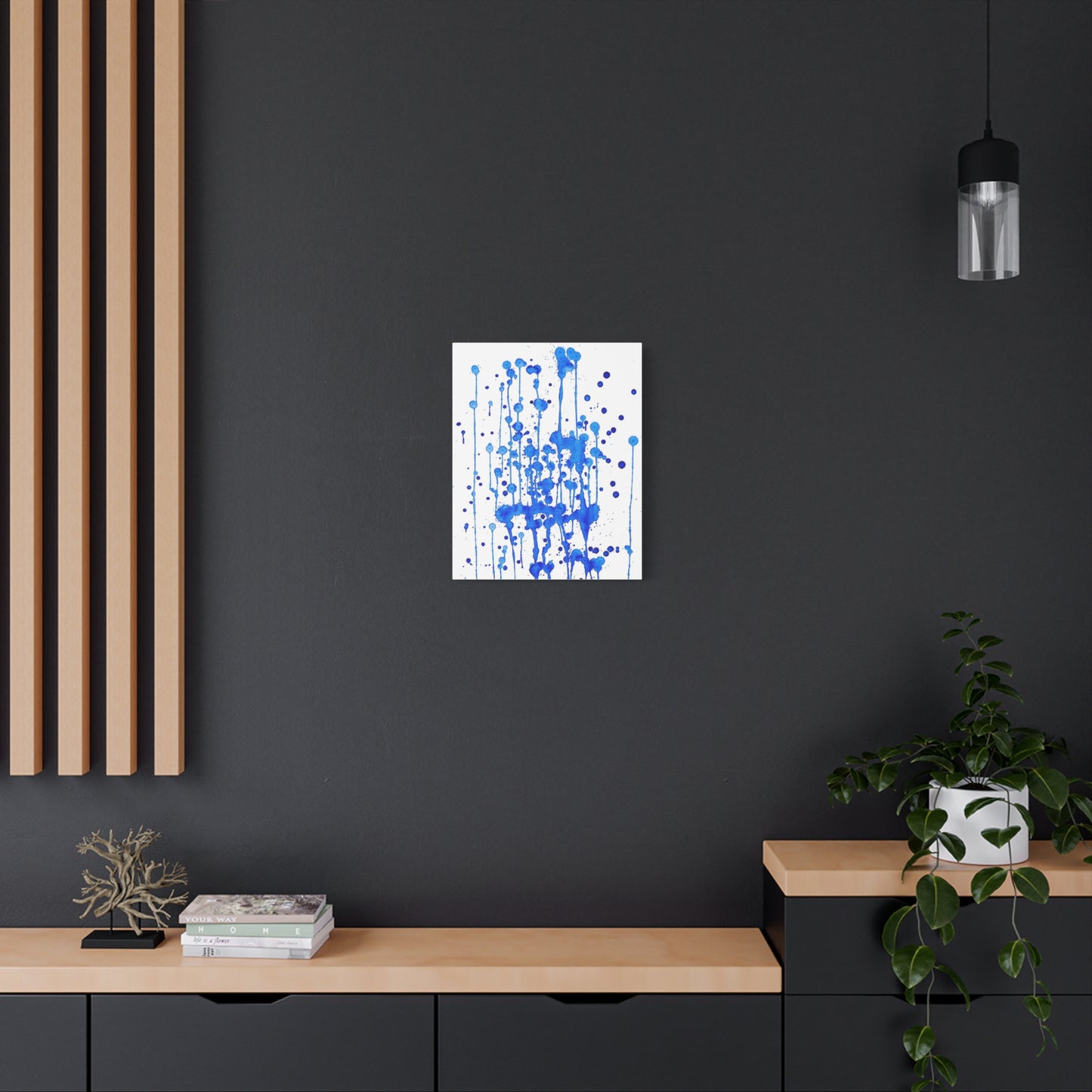 Blue & White Abstract Art Print | Premium Matte Canvas with Ready-to-Hang Eco-Friendly Pine Frame