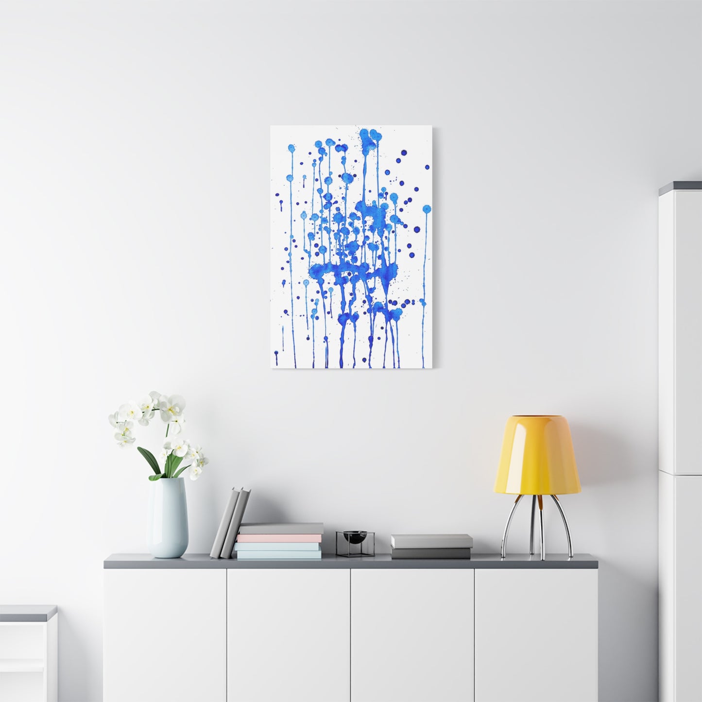 Blue & White Abstract Art Print | Premium Matte Canvas with Ready-to-Hang Eco-Friendly Pine Frame
