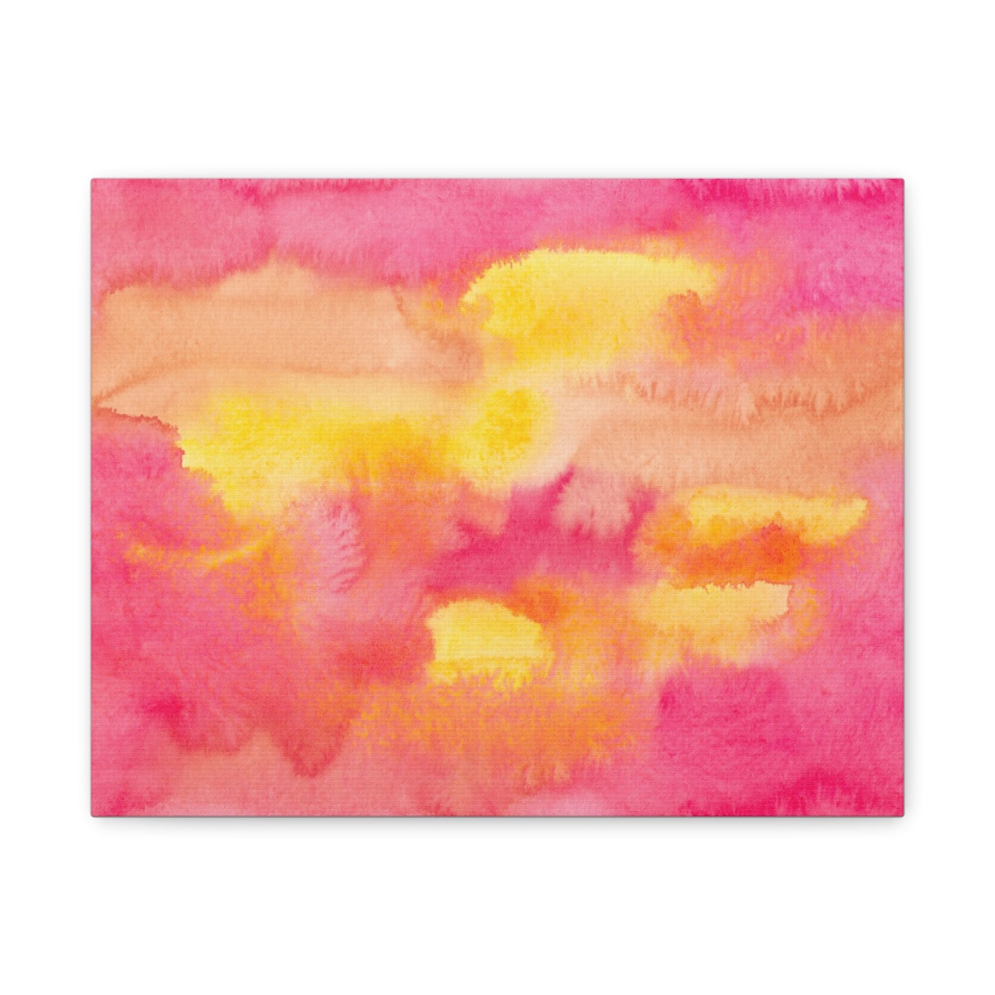 Pink & Yellow Watercolor Art Print | Ready-to-Hang Custom Matte Canvas with Eco-Friendly Pine Frame