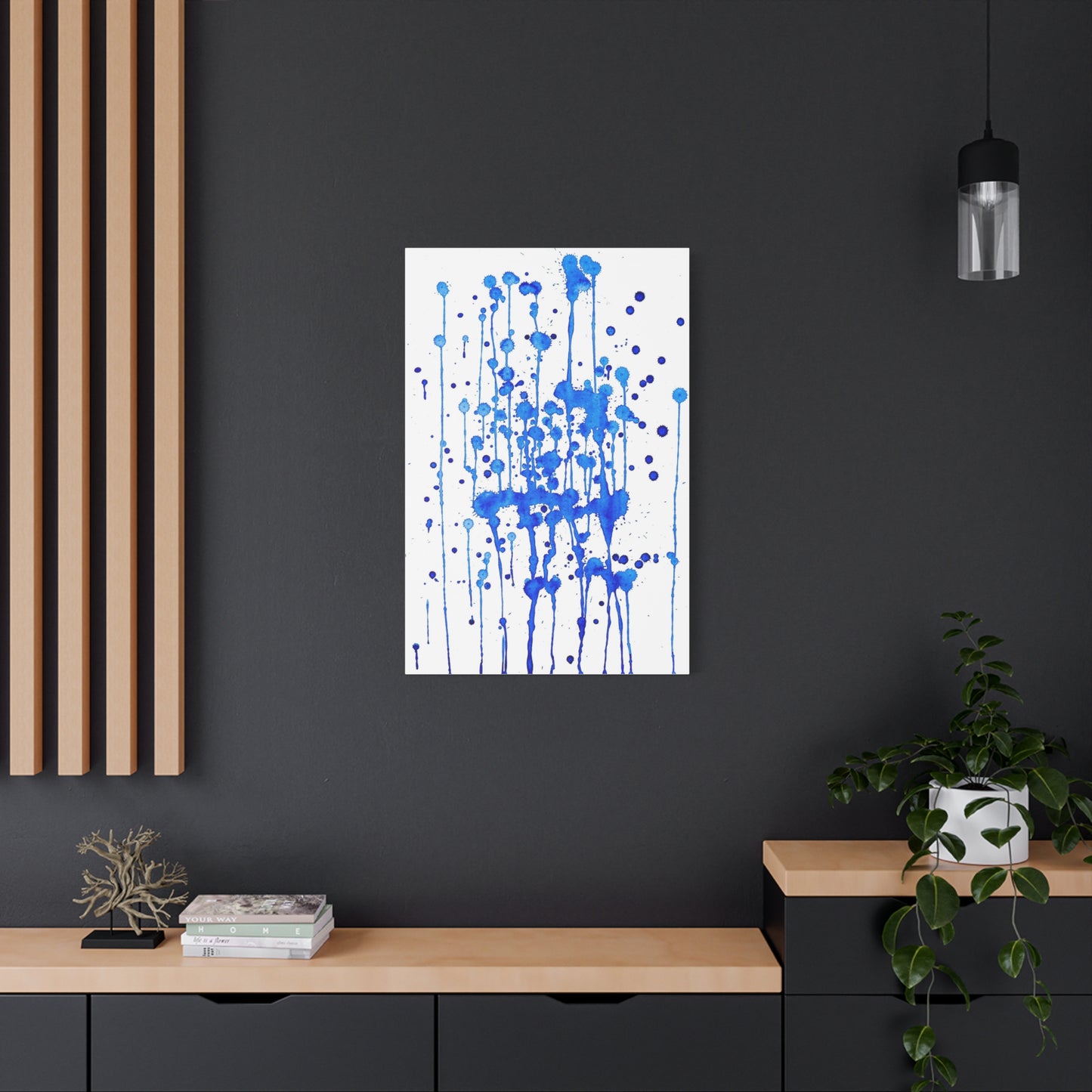 Blue & White Abstract Art Print | Premium Matte Canvas with Ready-to-Hang Eco-Friendly Pine Frame