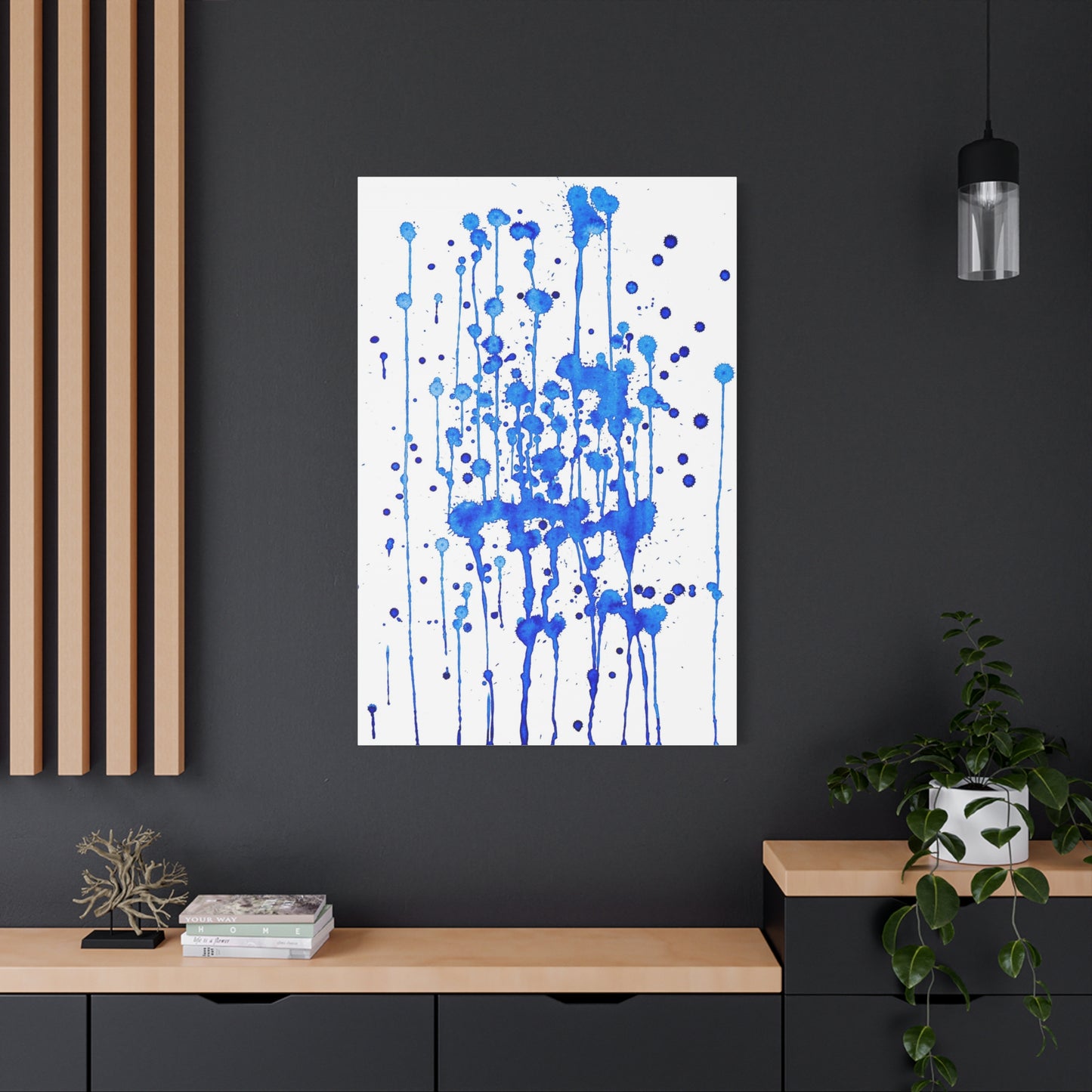 Blue & White Abstract Art Print | Premium Matte Canvas with Ready-to-Hang Eco-Friendly Pine Frame